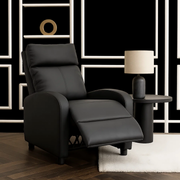 Fotoliu Recliner din Piele Ecologica Spatar Rabatabil si Suport Picioare Extensibil Negru