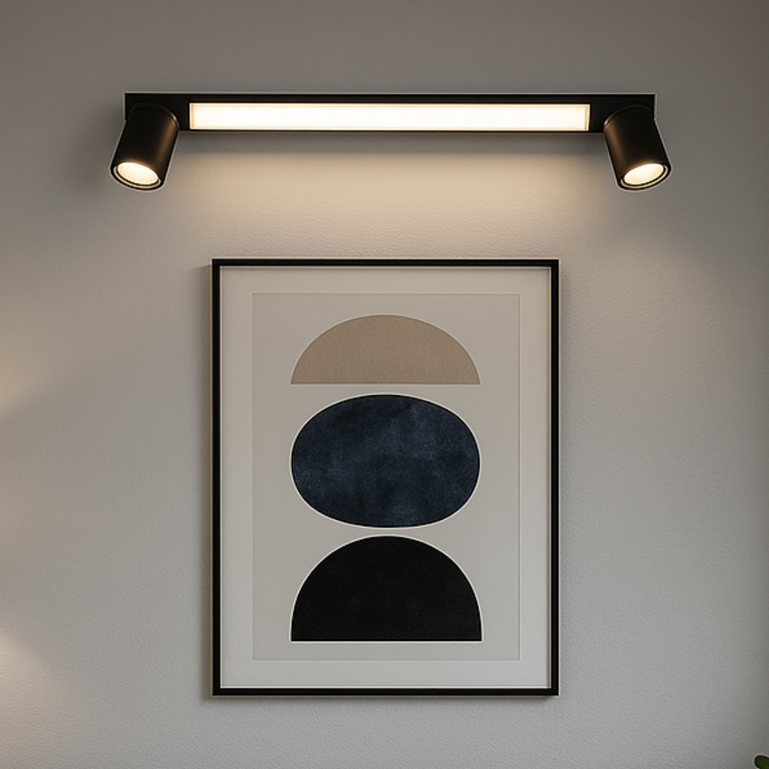 Aplica LED ENRICO Black 6.5W 60cm IP44 cu Spoturi 2xGU10