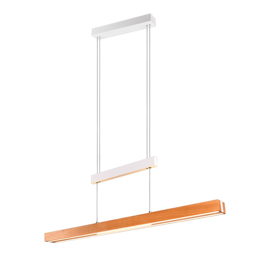Lustra LED Suspendata White & Wood Design 150CM ENZO Liniara Echivalent 350W