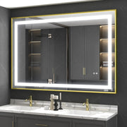 Oglinda Led 80X60Cm Cu Rama Aurie Functie Dezaburire Si Touch J07 Mirror