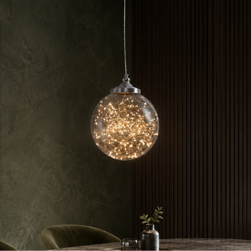 Pendul LED Unique STARS Crom Fumuriu Echivalent 40W