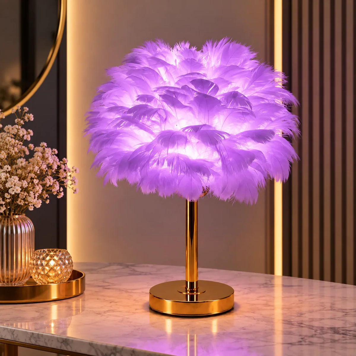 Veioza Neoclasica Nordic Style Feather Purple