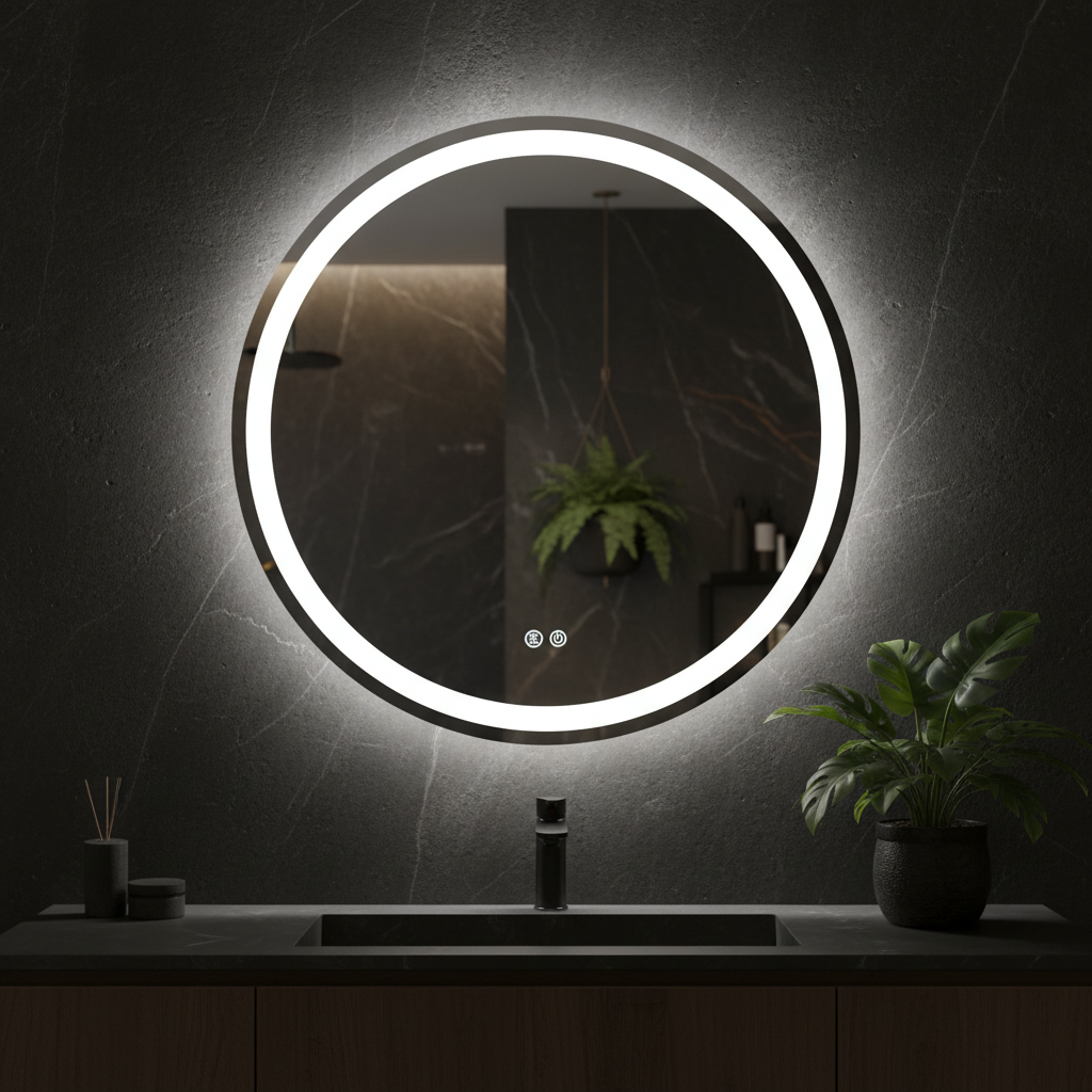 Oglinda LED Rotunda FRAMELESS 70cm, 3 Lumini, Dezaburire, DImabila si Touch OD019