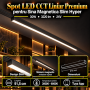Spot LED Magnetic Liniar Premium Hyper Black 30W | 91.5CM | 24V | 3 Tipuri de Lumina