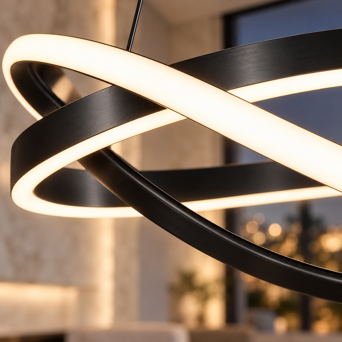 Lustra LED Suspendata Venola Black Echivalent 550W Telecomanda