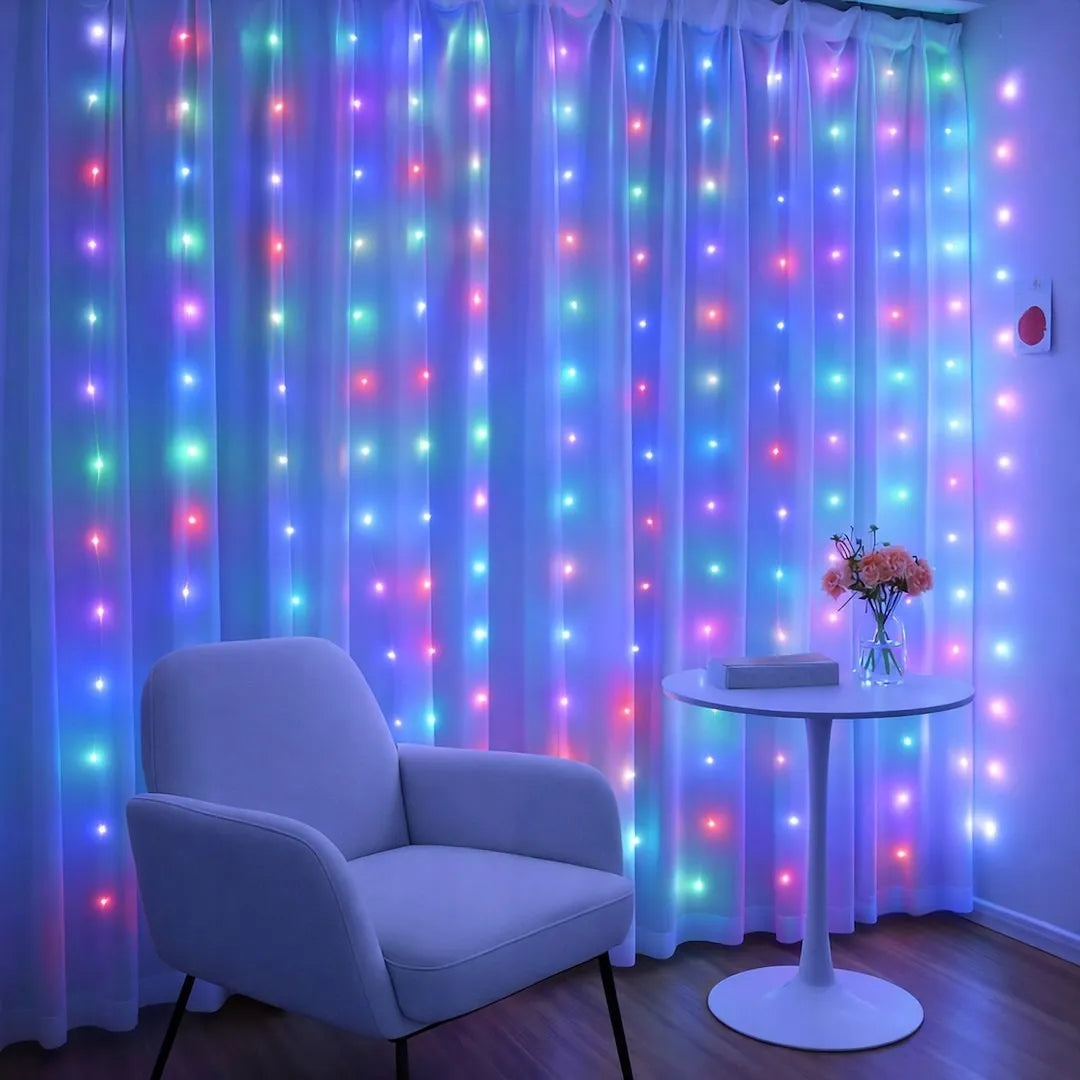 Instalatie LED Perdea Ploaie 300 LED-uri 3M×3M | 8 Moduri | Telecomanda | USB | Multicolor