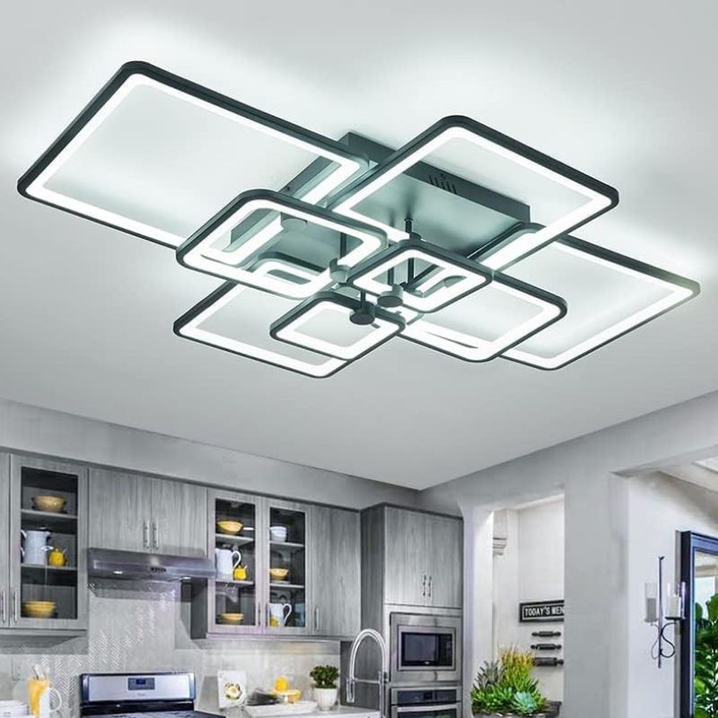 Lustra LED SQUARE 8 BIG Black Echivalent 1200W Telecomanda