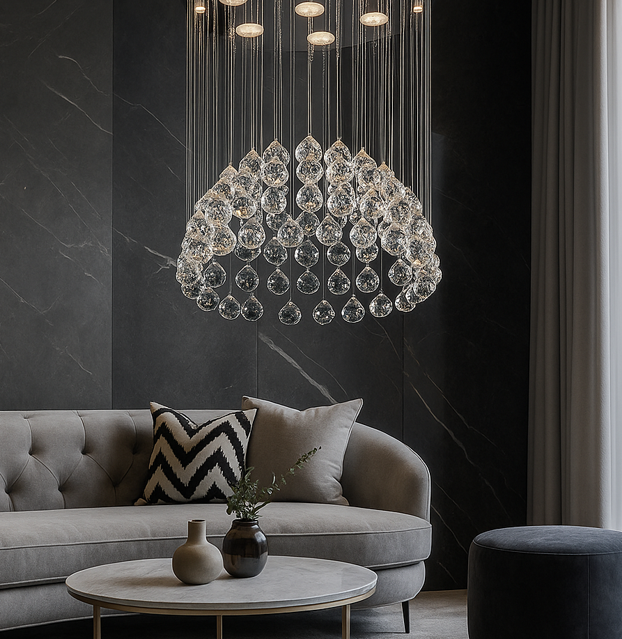 Candelabru LED Cristal Crysta 7x5W Silver 50CM Echivalent 300W