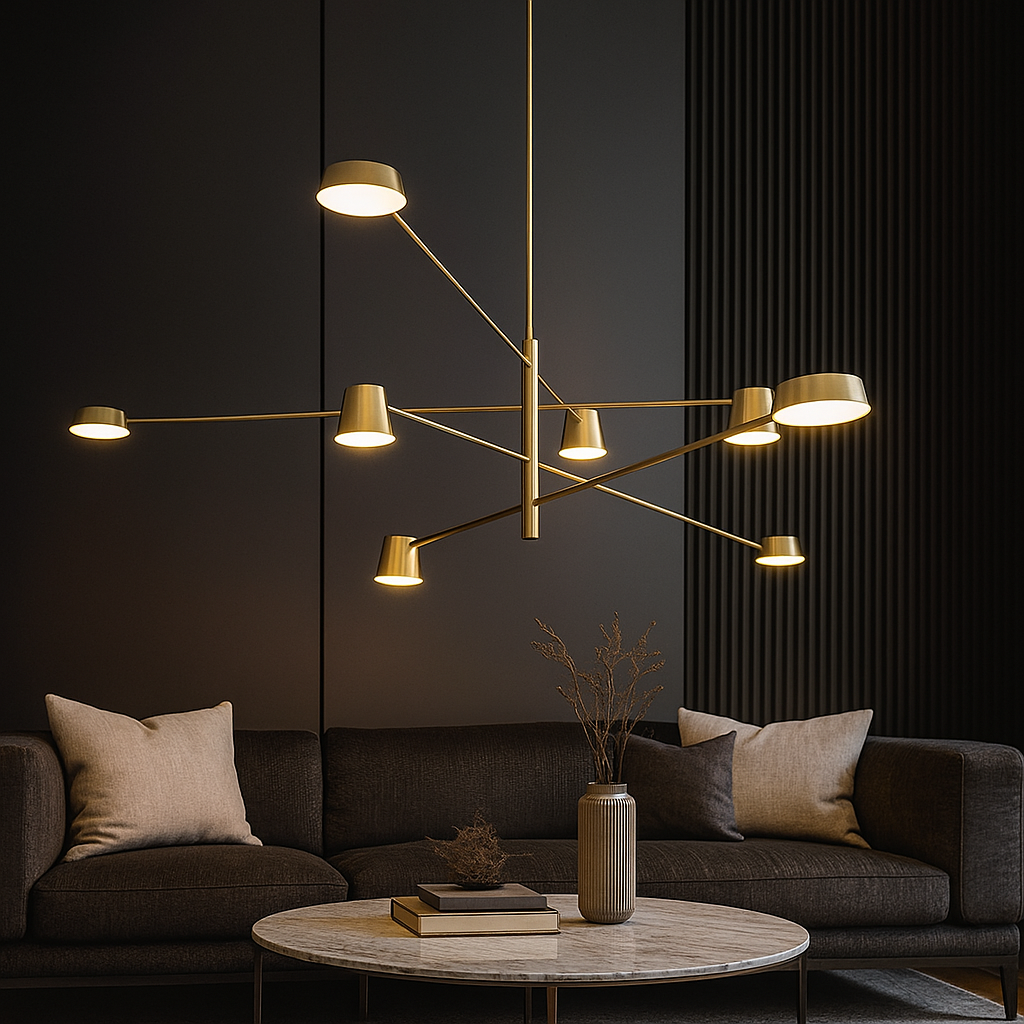 Lustra LED Nordic Style Maxi WEB Gold Echivalent 600W Telecomanda