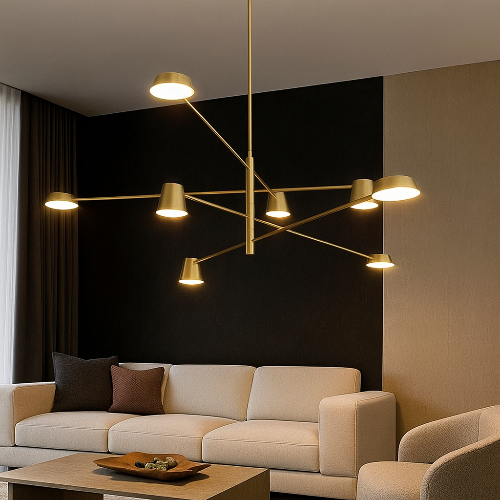 Lustra LED Nordic Style Maxi WEB Gold Echivalent 600W Telecomanda