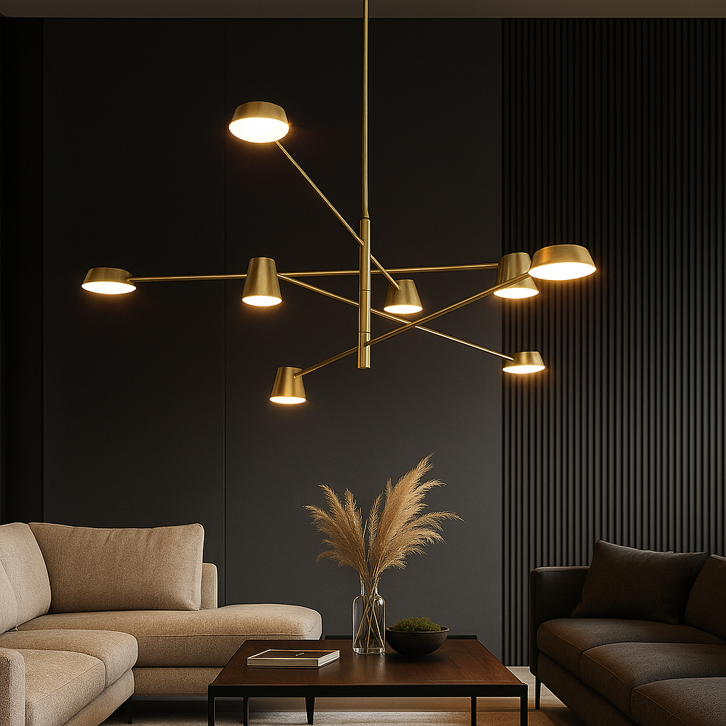 Lustra LED Nordic Style Maxi WEB Gold Echivalent 600W Telecomanda