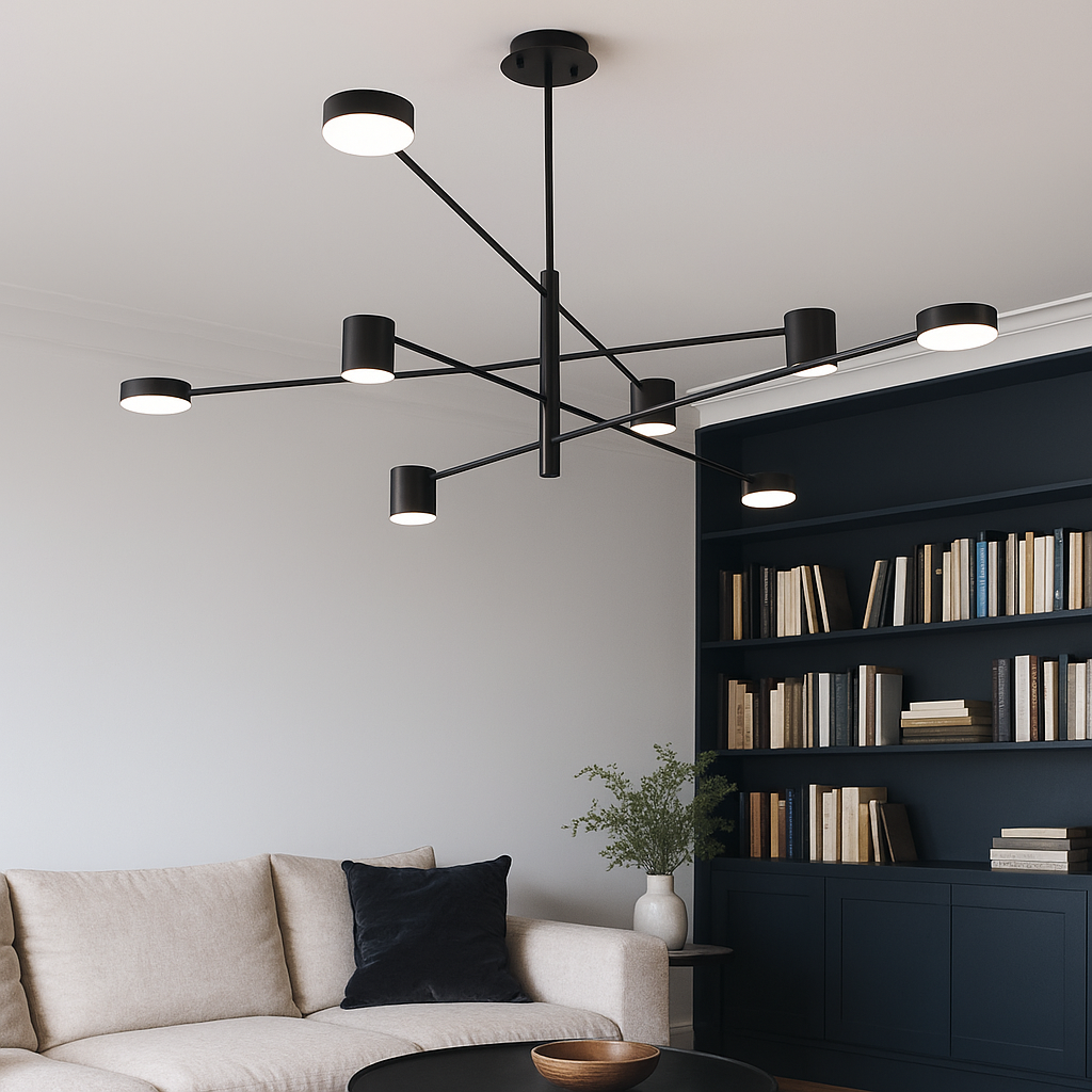 Lustra LED Nordic Style Maxi WEB Black Echivalent 600W Telecomanda