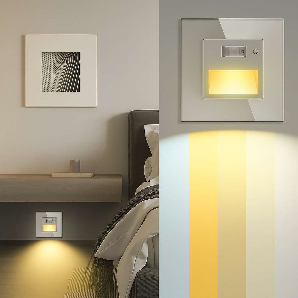 Spot LED 1,5W JAVI Senzor Patrat Alb Sticla / 86mm / Incastrabil