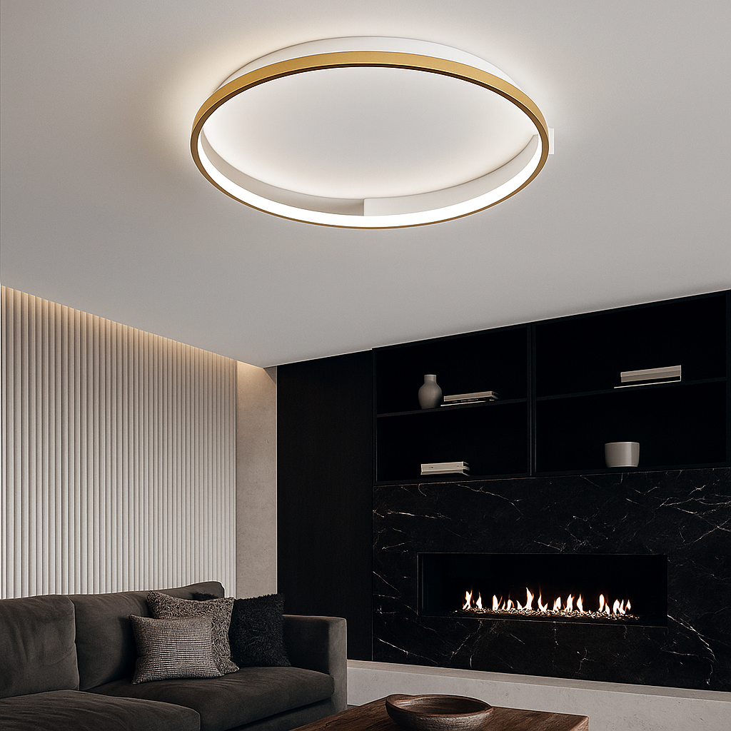 Lustra LED Aplicata JORY White&Gold Telecomanda Echivalent 600W