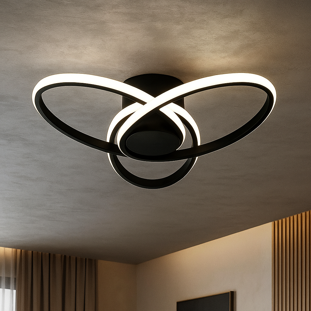 Lustra LED Aplicata OSEN Black Telecomanda Echivalent 780W