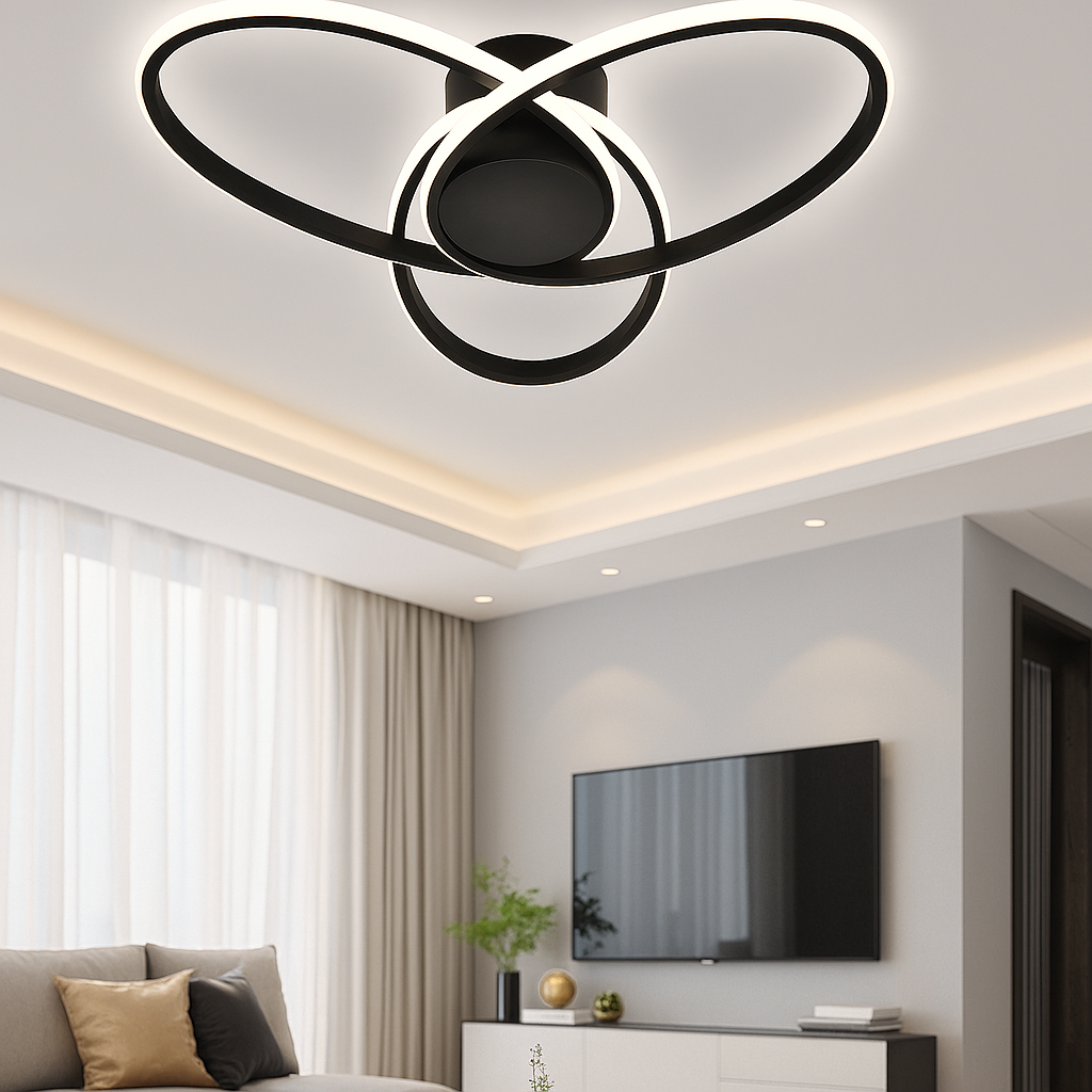 Lustra LED Aplicata OSEN Black Telecomanda Echivalent 780W