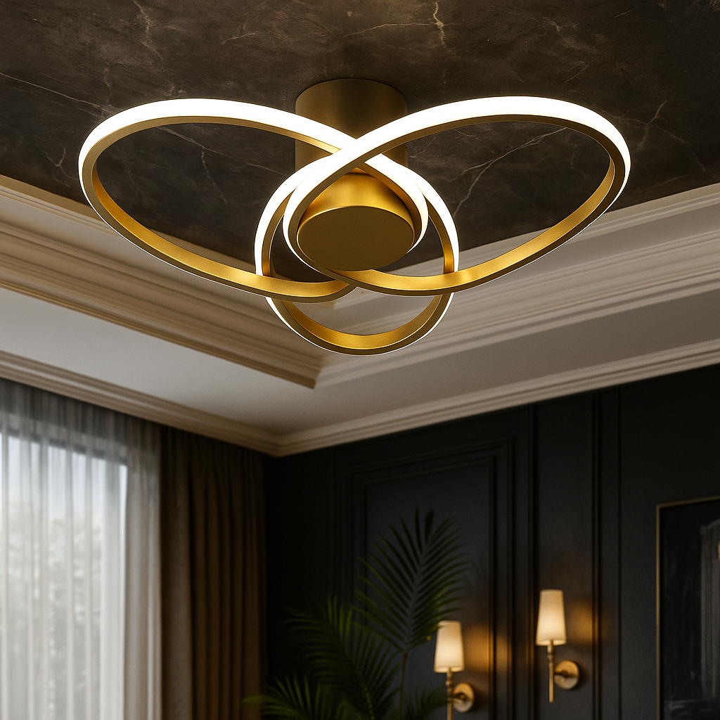 Lustra LED Aplicata OSEN Gold Telecomanda Echivalent 780W