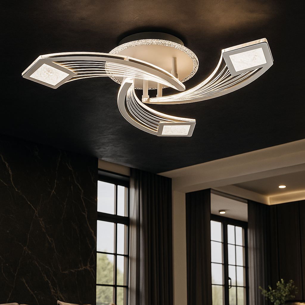 Lustra LED Aplicata AYRA Silver Echivalent 580W Telecomanda