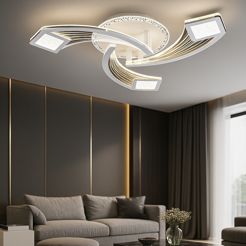 Lustra LED Aplicata AYRA Silver Echivalent 580W Telecomanda