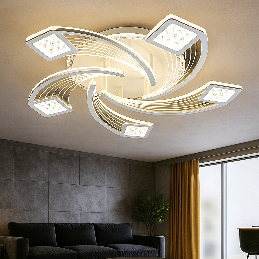 Lustra LED Aplicata AYRA Silver Echivalent 300W Telecomanda