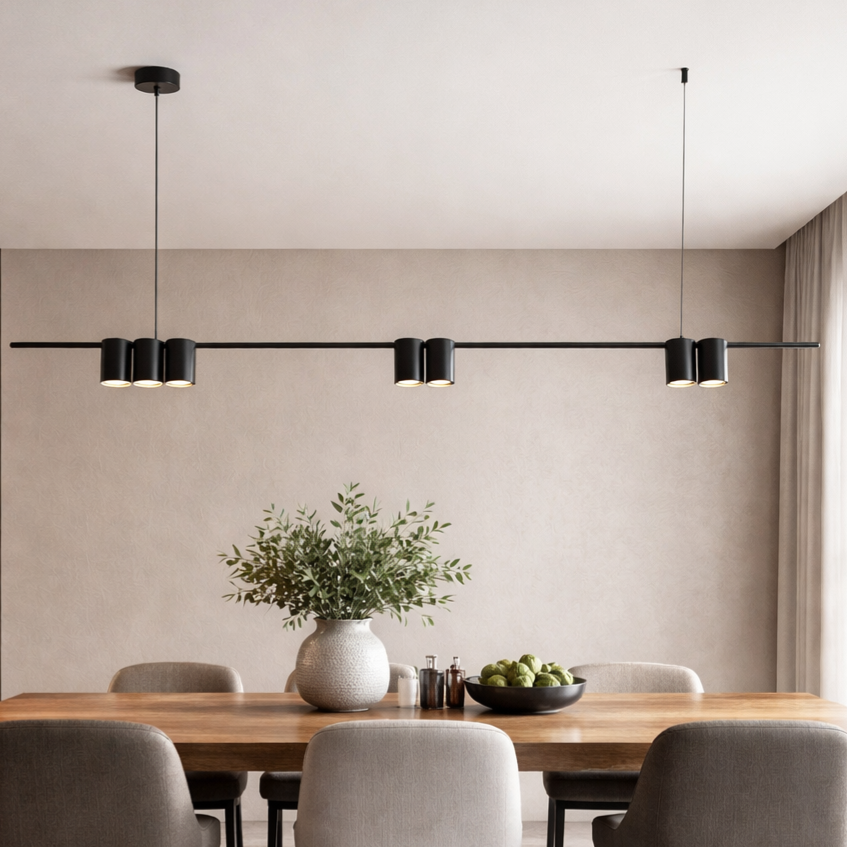 Lustra Suspendata cu 7 Spoturi Genesis Black 150CM
