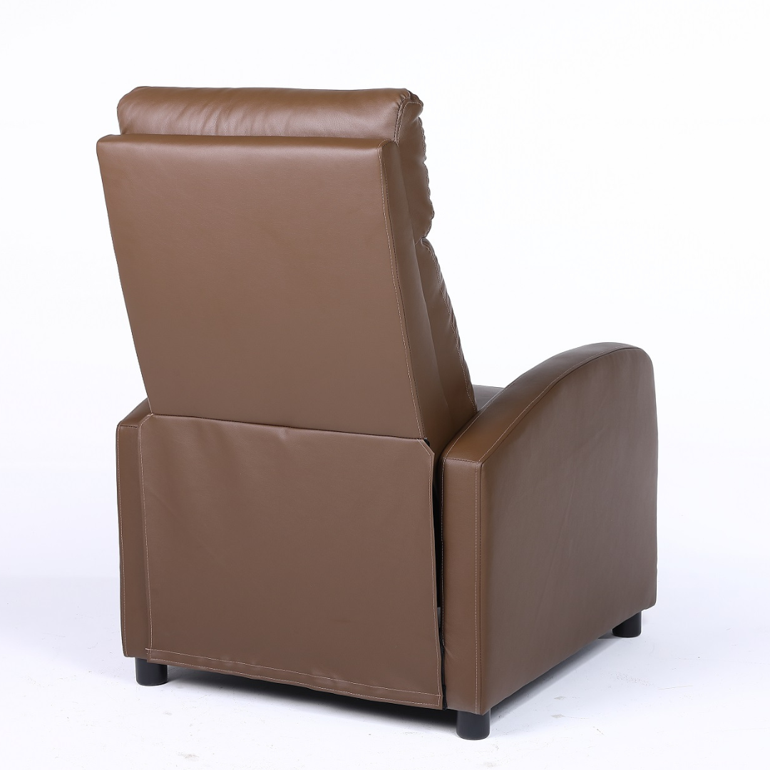 Fotoliu Recliner din Piele Ecologica Spatar Rabatabil si Suport Picioare Extensibil Maro