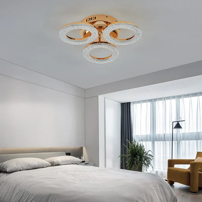 Lustra LED Golden 3 CIRCLE Echivalent 250W Telecomanda