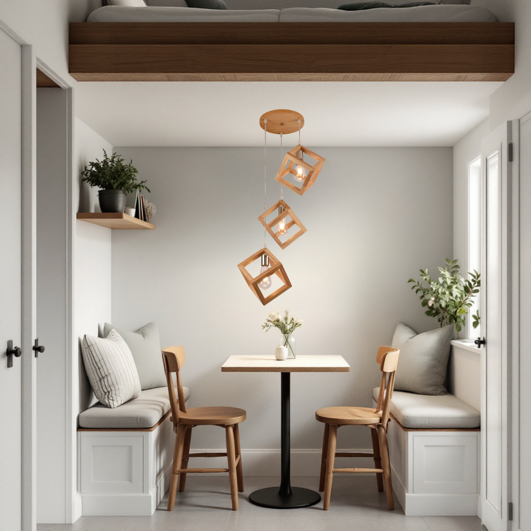 Lustra Suspendata Rotunda 3xE27 Fedra Lemn