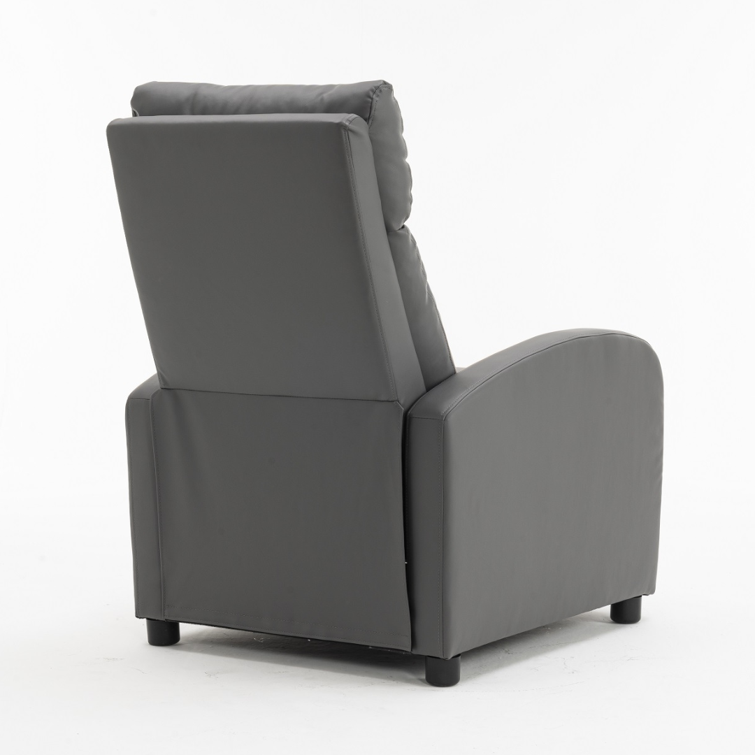 Fotoliu Recliner din Piele Ecologica Spatar Rabatabil si Suport Picioare Extensibil Gri