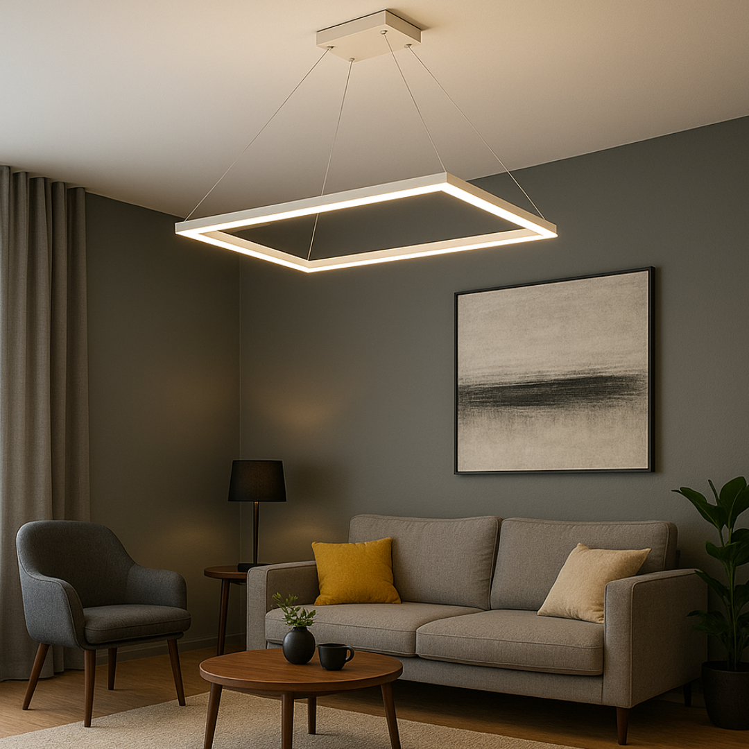 Lustra LED Suspendata 1 Element Rectangular 80X40CM Alba Echivalent 400W