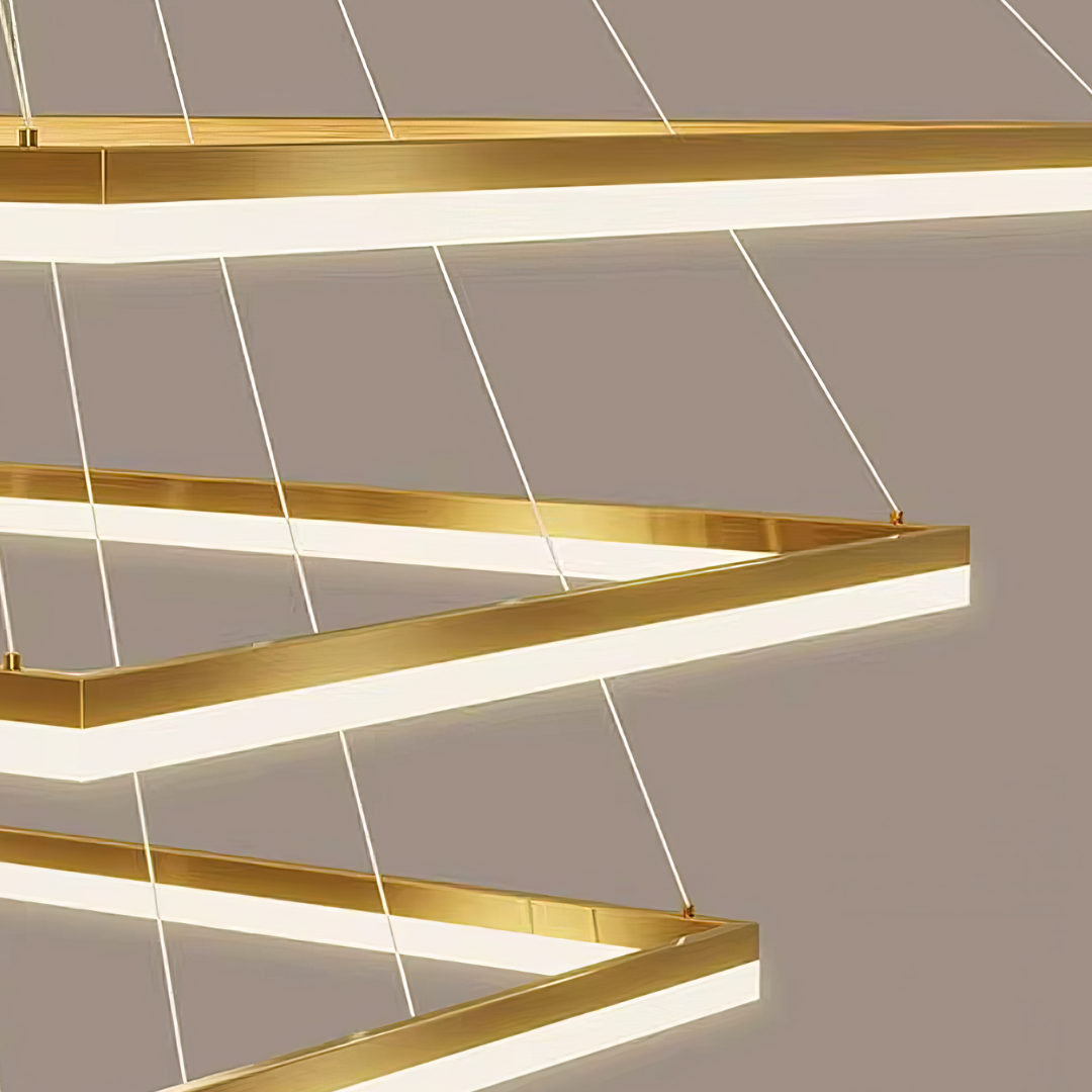 Lustra LED Suspendata cu 3 Elemente Rectangulare Auri LT109 Echivalent 800W