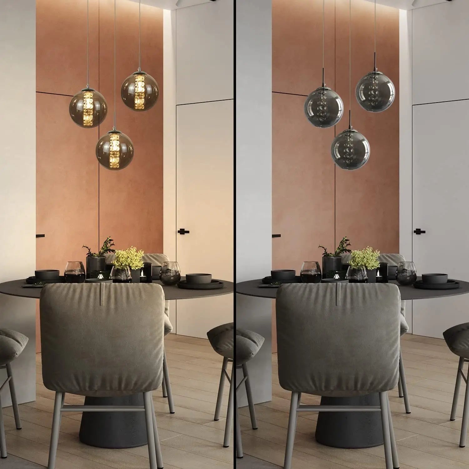 Lustra Suspendata LIMA Silver Abajur Fumuriu 3xG9