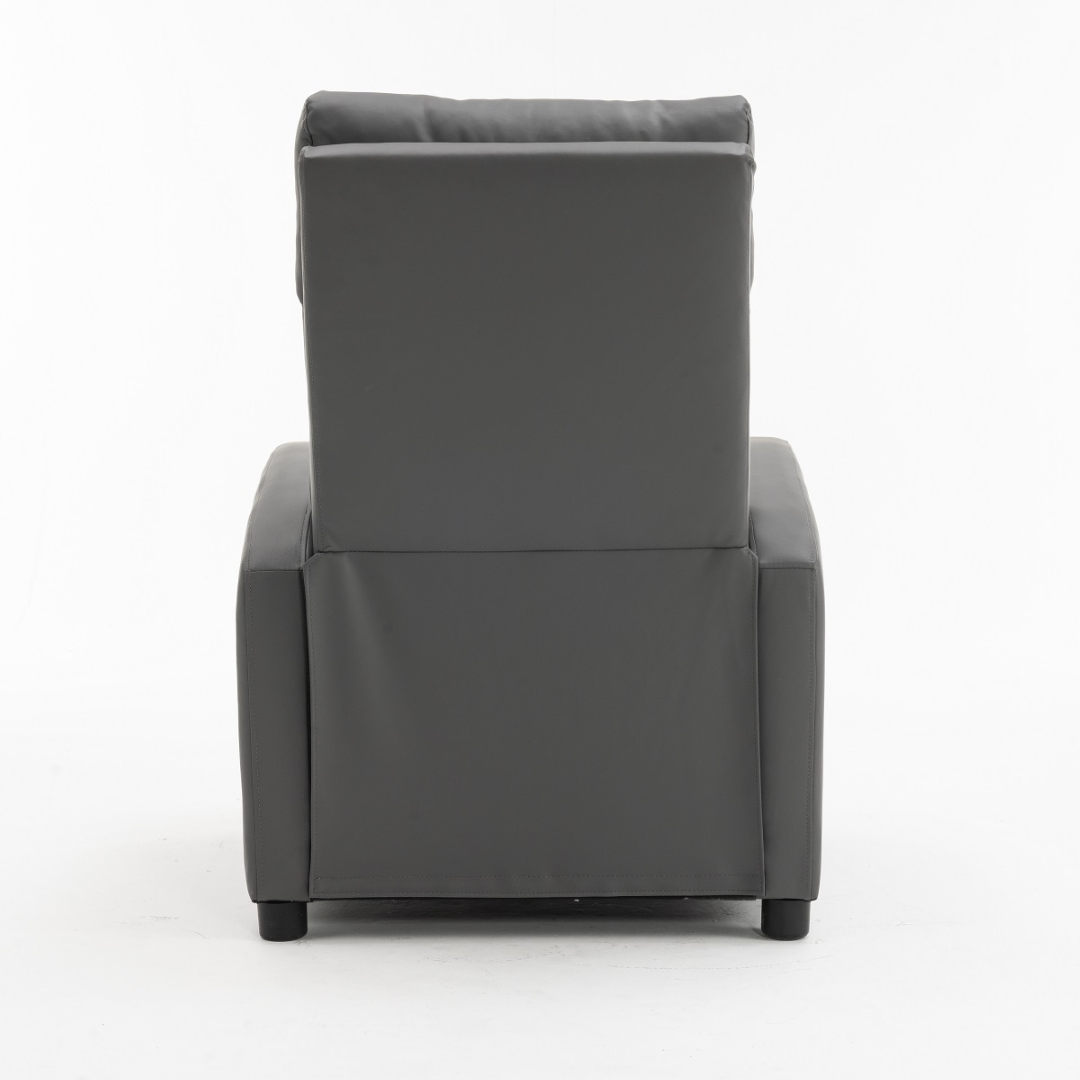 Fotoliu Recliner din Piele Ecologica Spatar Rabatabil si Suport Picioare Extensibil Gri