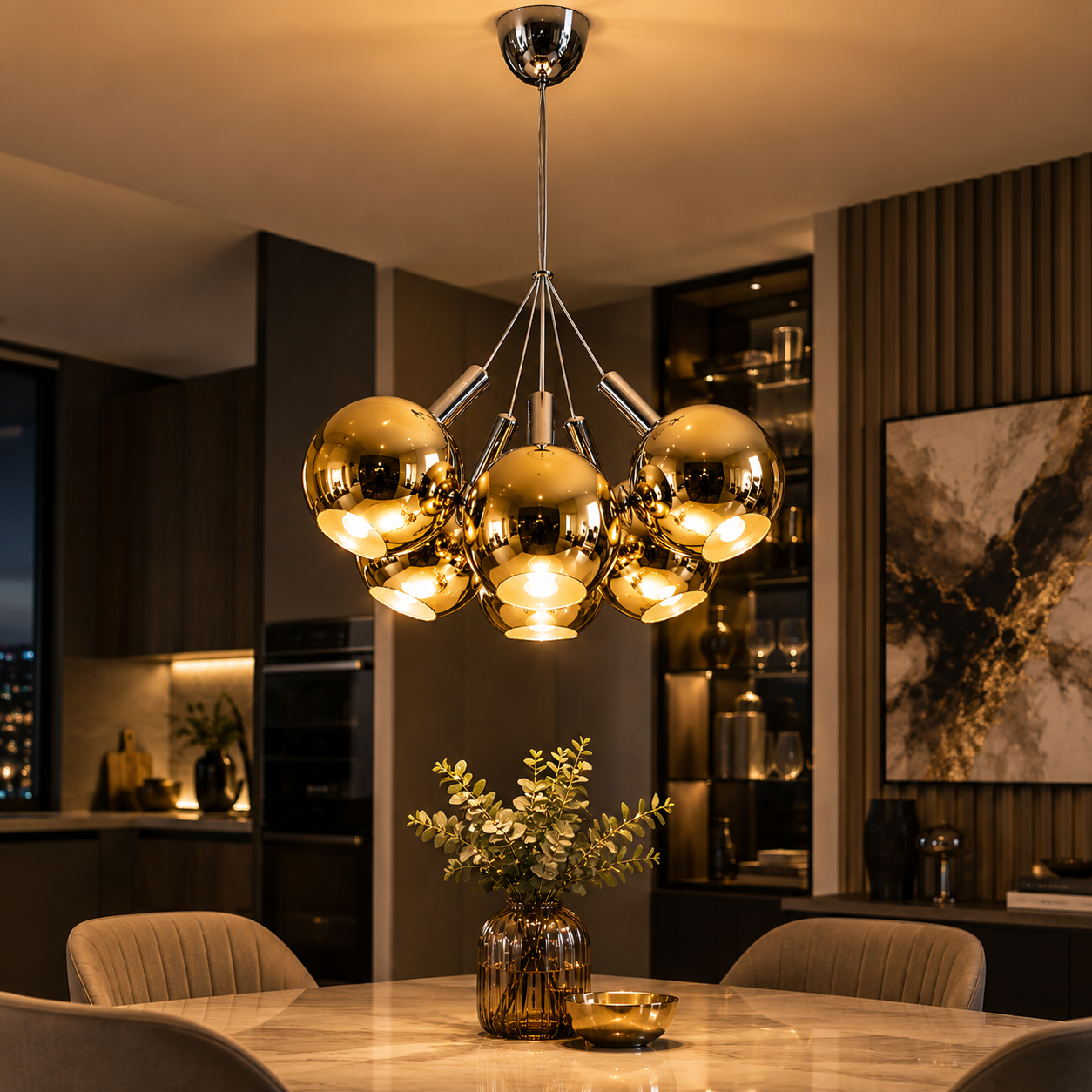 Lustra LED BALLS Unique Gold&Chrome Echivalent 200W