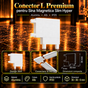 Conector L Premium White pentru Sina Magnetica Hyper