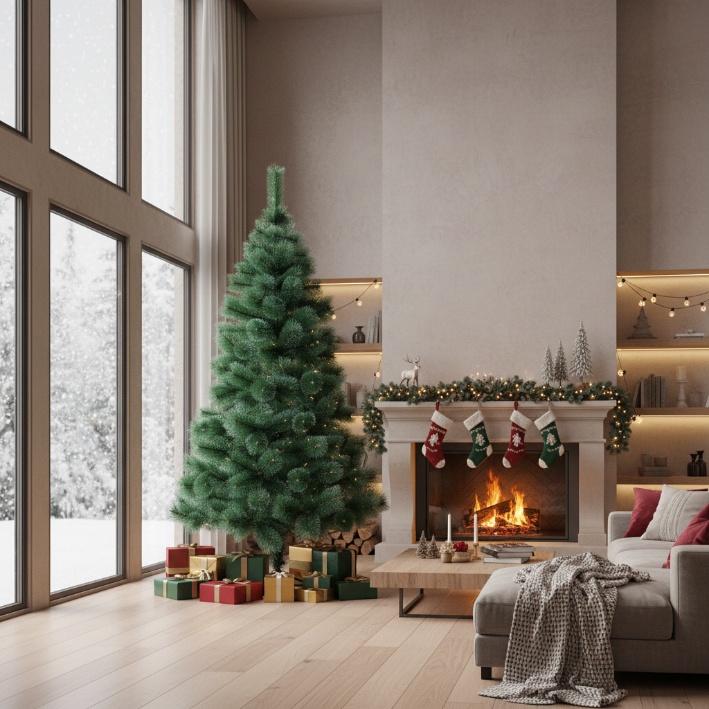 Brad Artificial de Craciun 240cm Pin Varfuri Ninse, Ace 3D, Suport Metalic