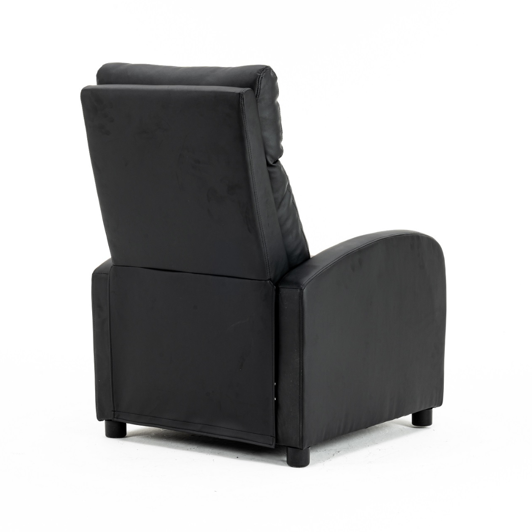 Fotoliu Recliner din Piele Ecologica Spatar Rabatabil si Suport Picioare Extensibil Negru