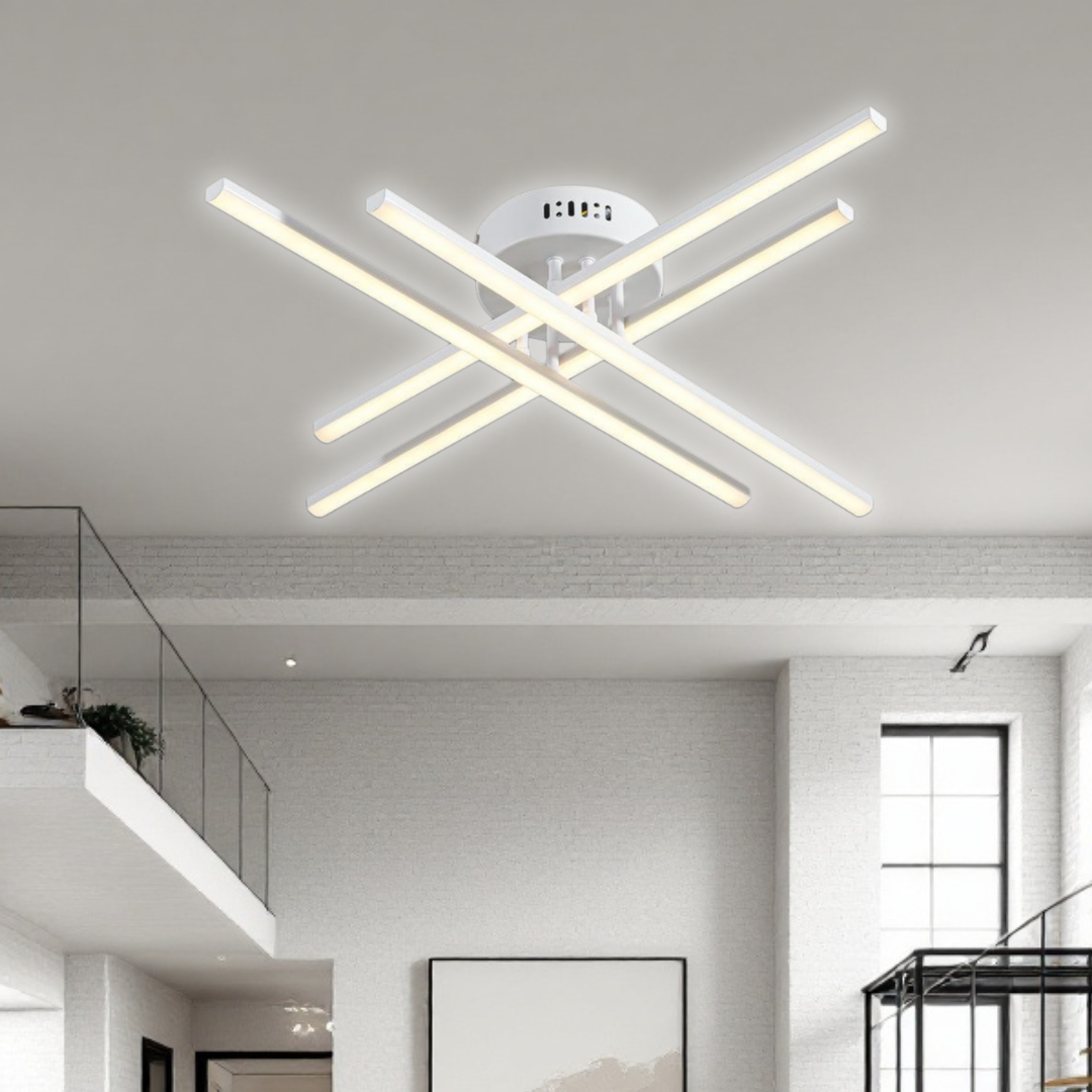 Lustra LED 64W X cu 4 Linii Albe Echivalent 500W cu Telecomanda