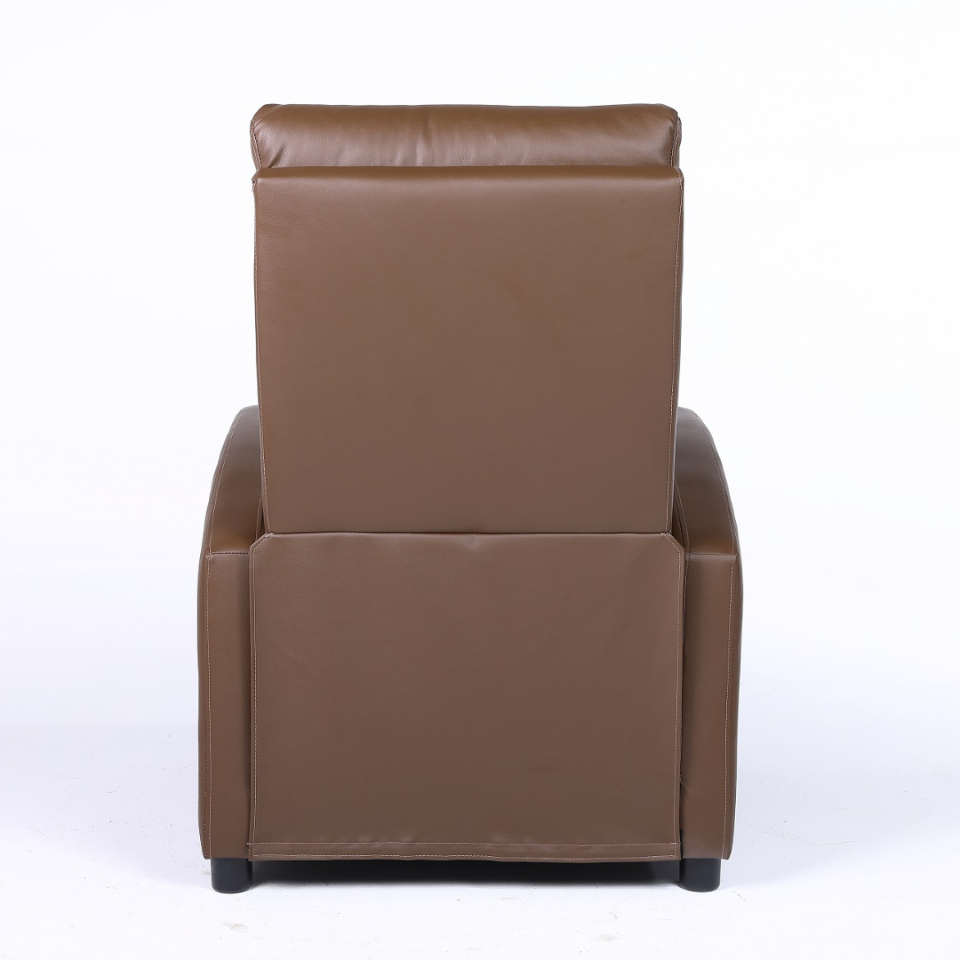 Fotoliu Recliner din Piele Ecologica Spatar Rabatabil si Suport Picioare Extensibil Maro