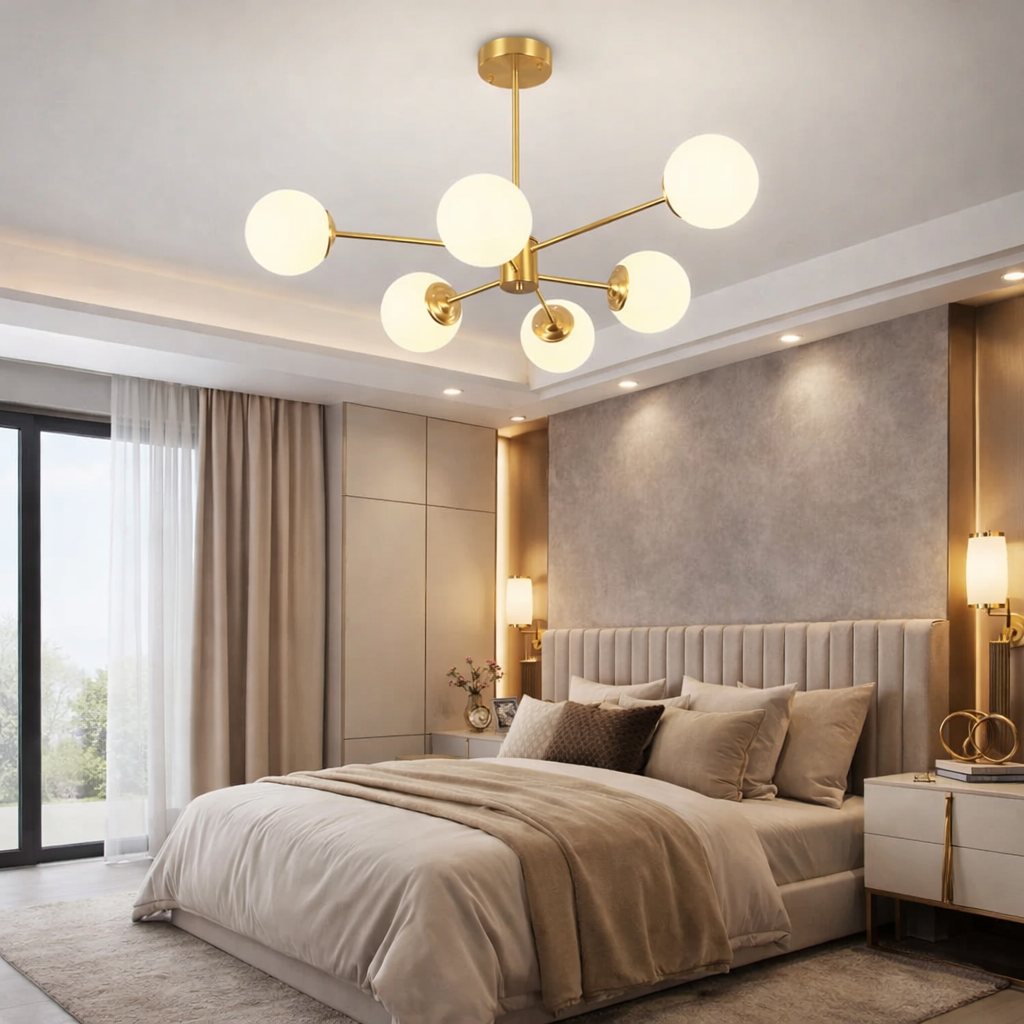 Lustra Abajur MAT GOLD 6XE27 DF201-3+3 GD