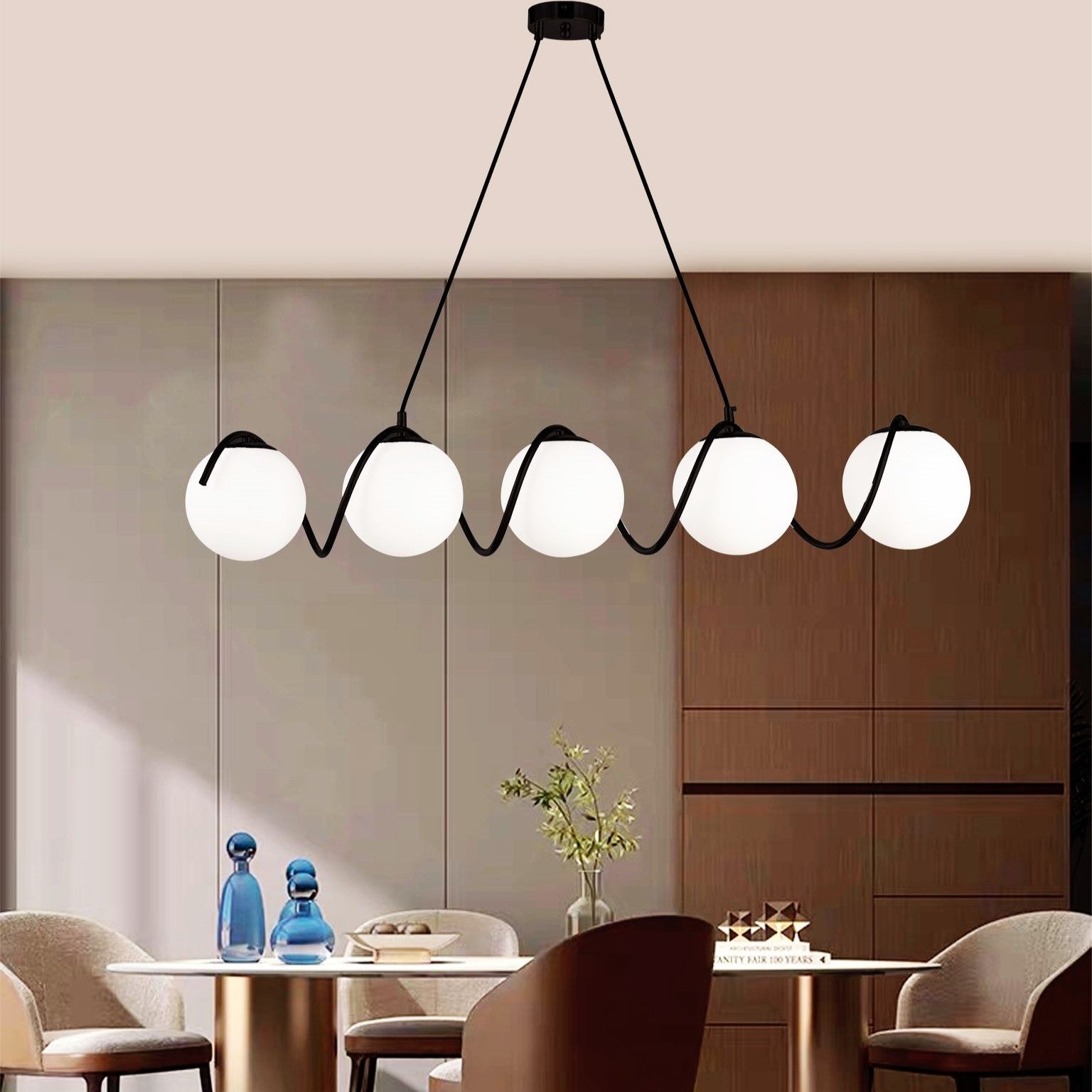 Lustra Abajur MAT BLACK Liniara 5xE27 Spiral