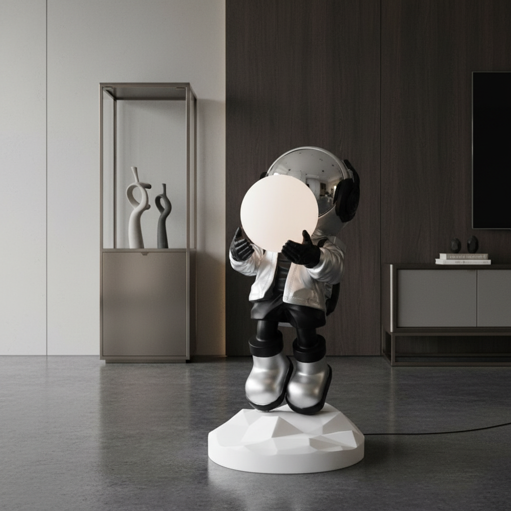 Statueta Decorativa Astronaut 75CM cu Glob LED RGB Touch