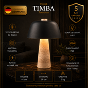 Veioza Premium Timba Black & Beige 41CM | 2xE27