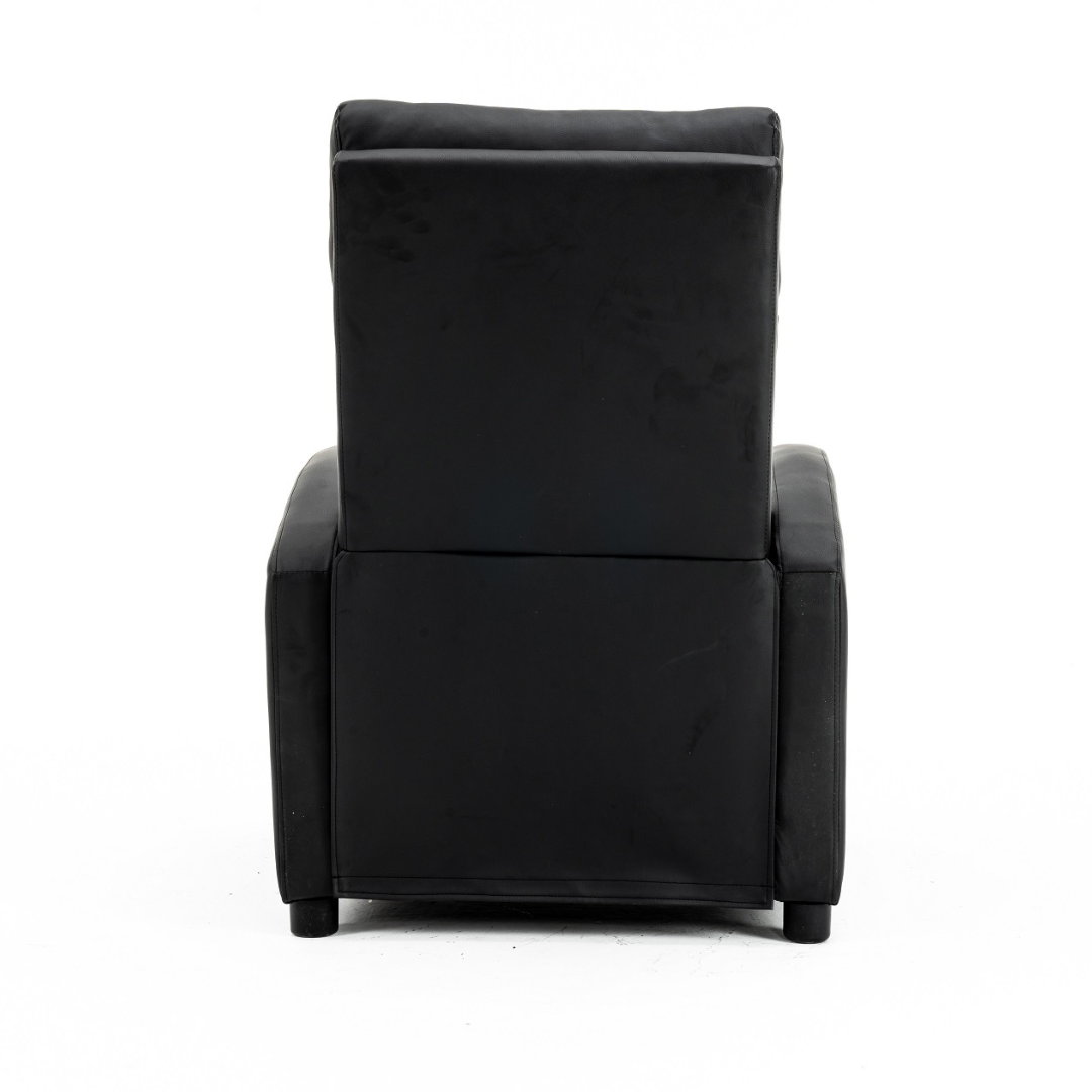 Fotoliu Recliner din Piele Ecologica Spatar Rabatabil si Suport Picioare Extensibil Negru