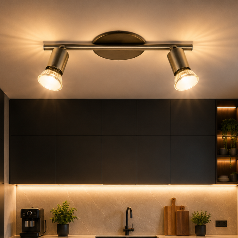 Lustra Buzz-Led Silver cu 2 Spoturi Reglabile