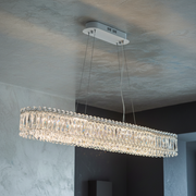 Lustra LED Suspendata ALESSO Cristal Liniara Silver Echivalent 400W