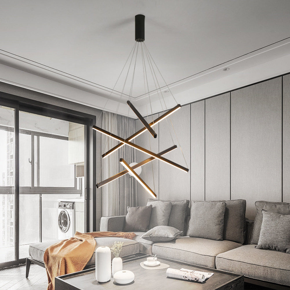 Lustra LED 5 Geometric BLACK Lines Suspendata Echivalent 500W