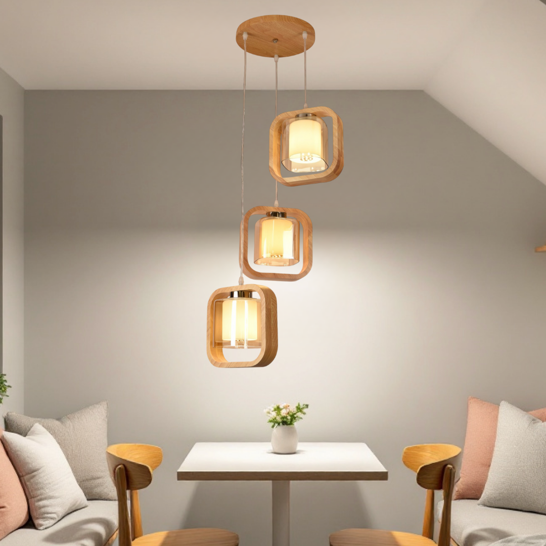 Lustra Lemn Suport Rotund 3xE27 NovaWood