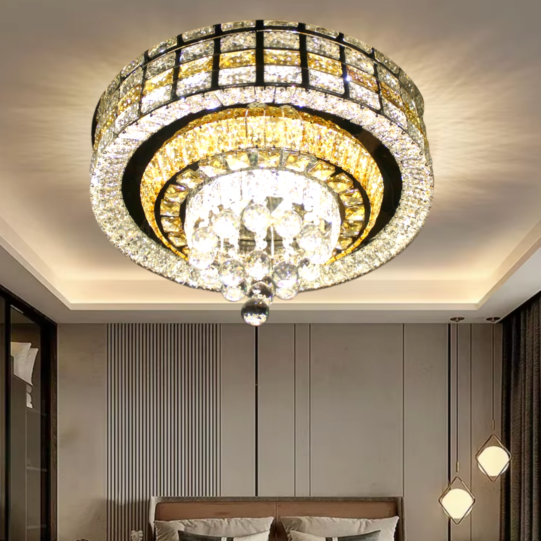 Lustra LED Cristal Aplicata Luxor Rotunda Telecomanda 60-80CM