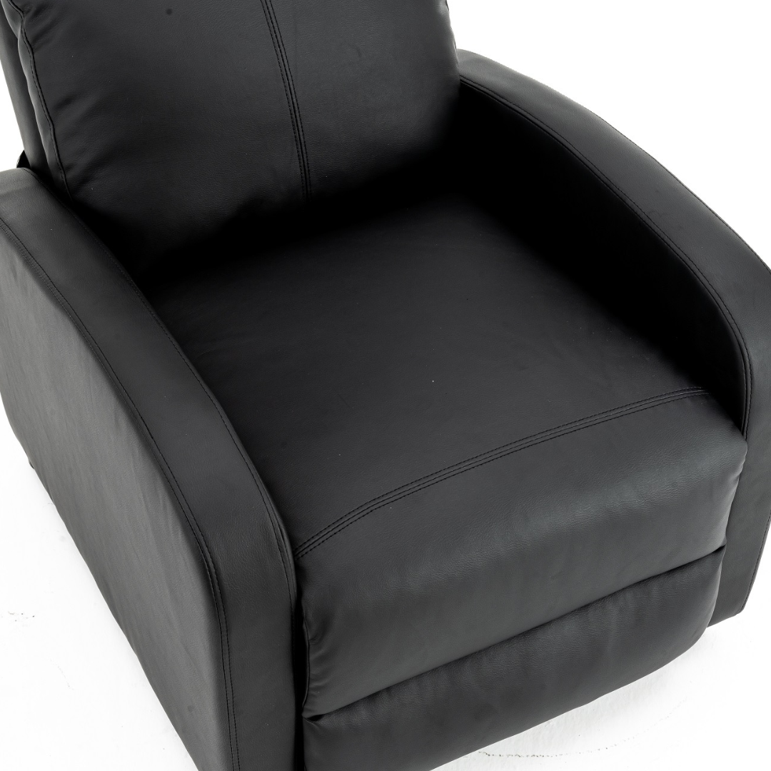 Fotoliu Recliner din Piele Ecologica Spatar Rabatabil si Suport Picioare Extensibil Negru